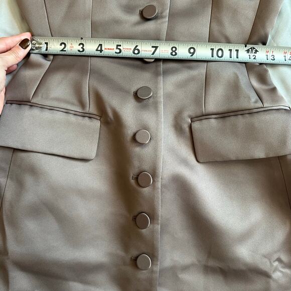 Anthropologie Mare Mare Taupe, Long Sleeve, Button Front Mini Dress NWT- 2XS - Picture 11 of 12